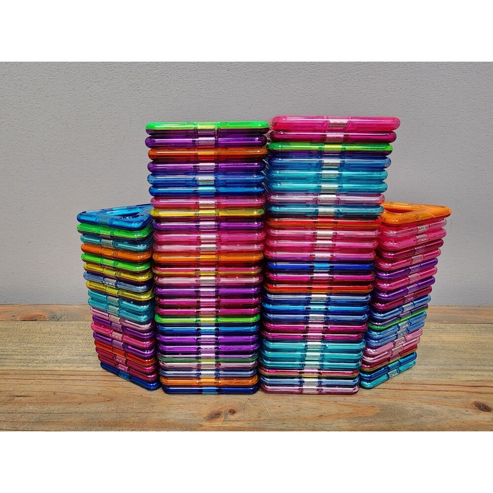 Magformers Magnetic Building Tiles Lot of 88 Pieces Squares Triangles Squares